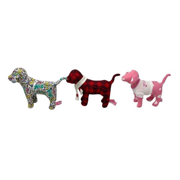 Lot of 3 Victoria's Secret PINK Small Dog Plush Collectible Colorful Fun - Picture 4 of 4